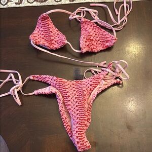 Triangl Vinca Alina Pink and Red Crochet Bikini